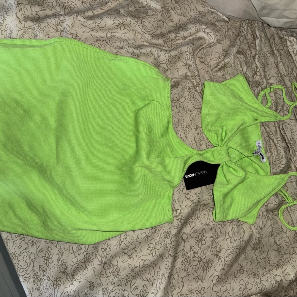 Neon Green Cutout Dress